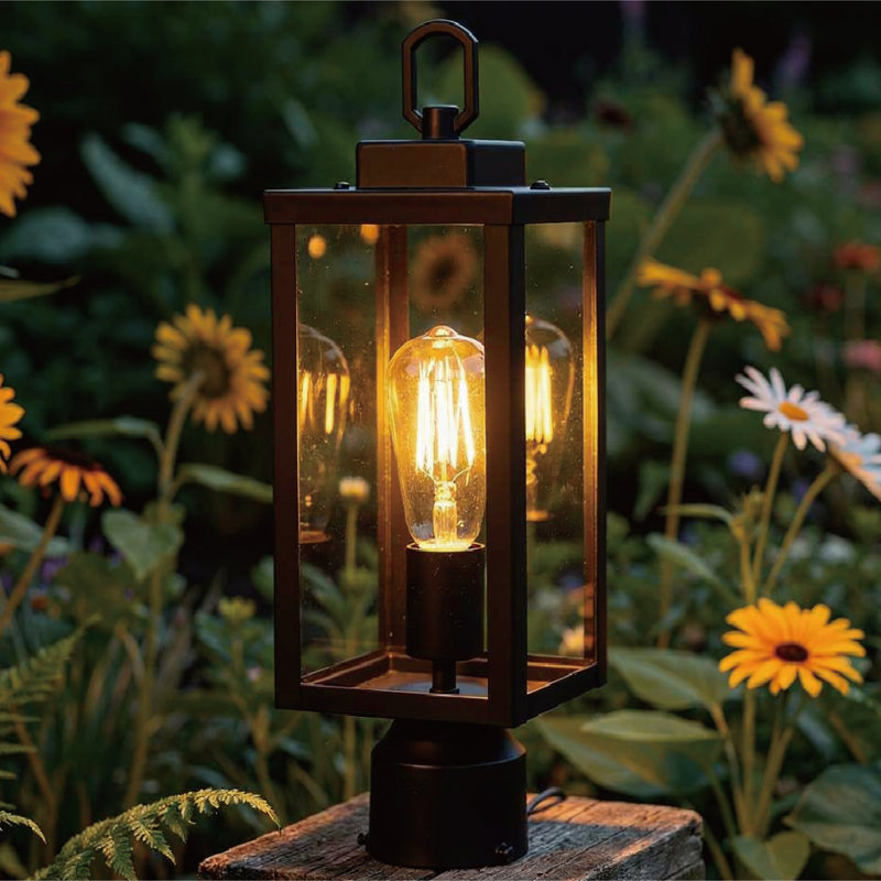 Berkett Transparent Waterproof Outdoor Post Light, Matte Black