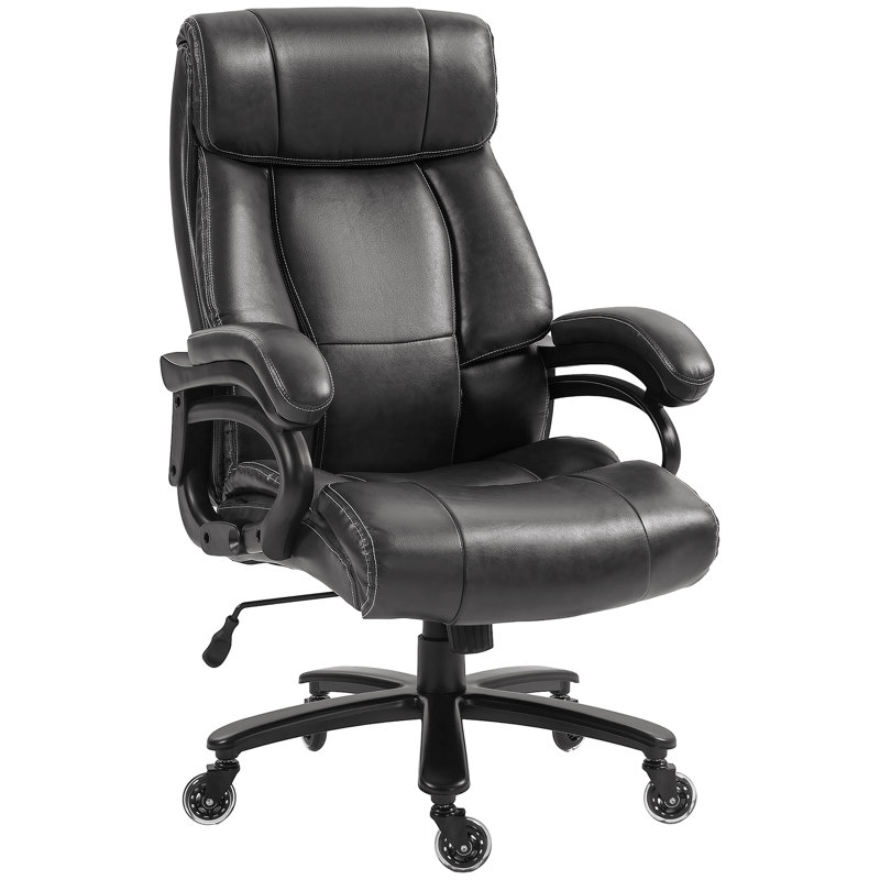 Grande et grande chaise de bureau, chaise de bureau en cuir PU 400 lb, noir