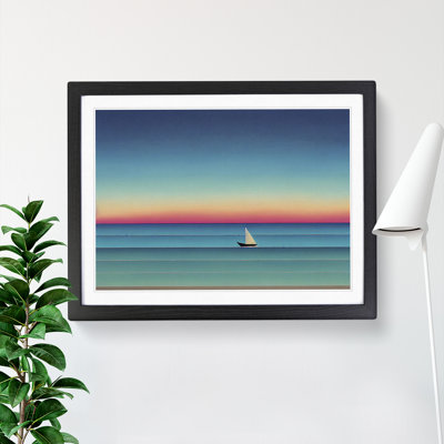 Boat On A Striped Ocean - Single Picture Frame Print