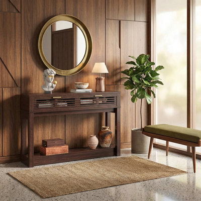 47 Inch Console Table For Entryway With 2 Drawers Entry Table With Storage Open Shelf, Narrow Long Sofa Tables For Living Room, Hallway, Front Door, R