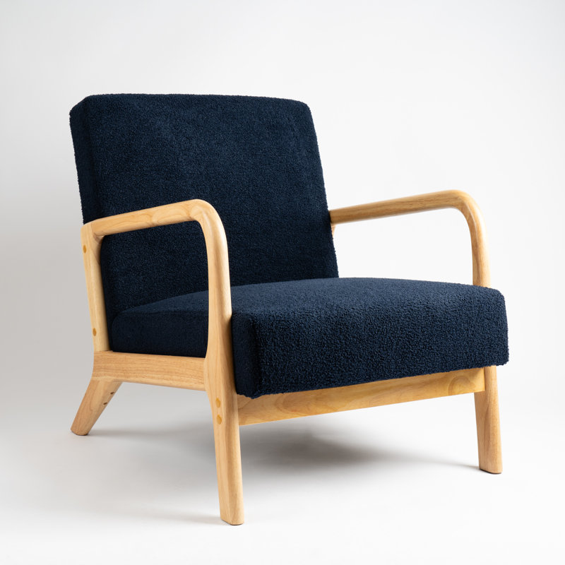 Boucle Accent Chair (Curved Arms), Navy