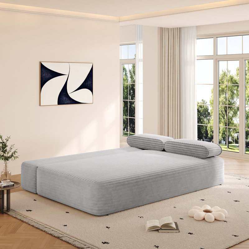 Lit convertible Nithsdale avec 3 coussins, Gris clair