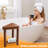 Shower Foot Rest 15 In, Acacia Shower Stool For Shaving Legs,Corner Bath Shower Bench With Starage Shelf For Inside Small Shower Spaces