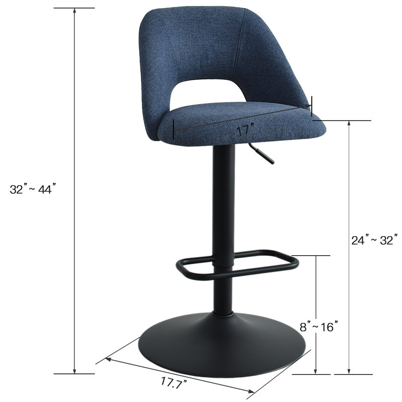 Tabouret de bar pivotant à 360 ° Bridgette, Bleu
