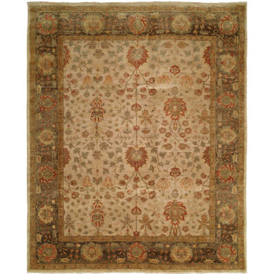 Tapis décoratif en laine beige/gris à motif oriental Henriques