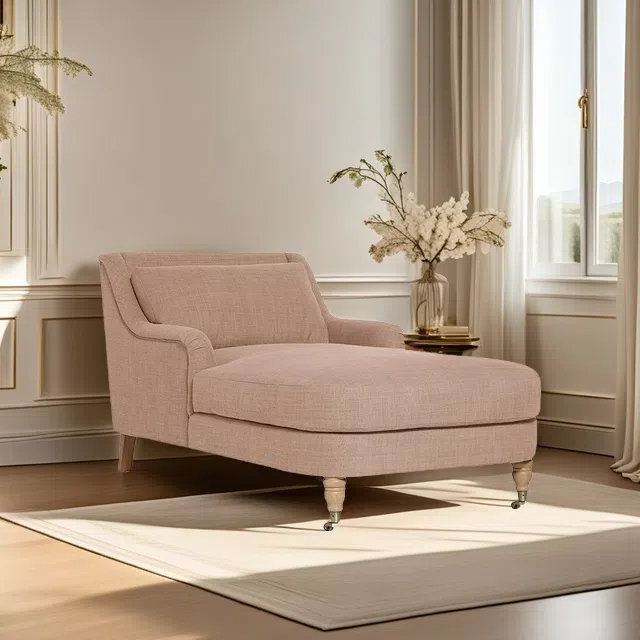 Chaise longue élégante paresseuse rétro, Gris rosée pâle