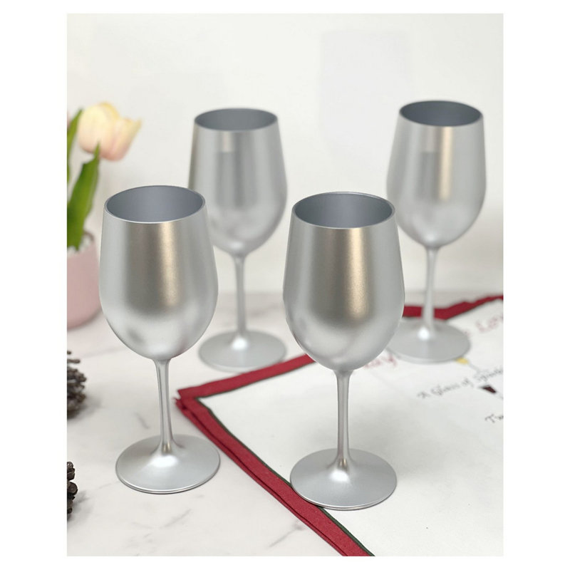 Verres à vin en plastique métalliques, 12 oz liq., Argent argent