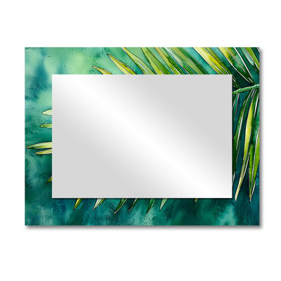 Green Tropical Safari Palms II - Palms & Palm Trees Mirror Wall Decor - Printed On Metal