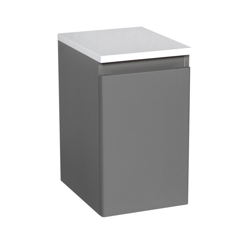 Meuble-lavabo simple 23,4 po avec plateau en céramique Junivar, Gris mat