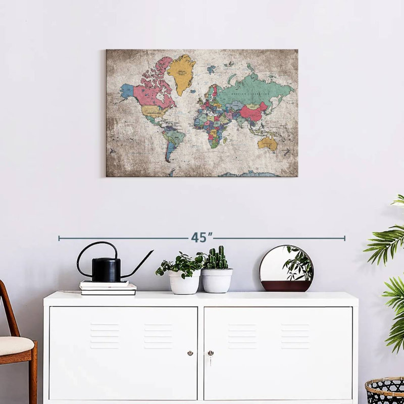 Keiri Geographic World Map III, 20" H x 30" W