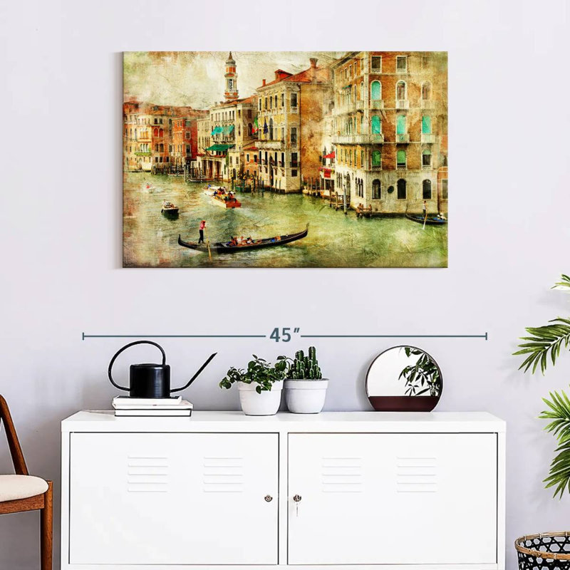 Impression sur toile rétro de Venise, H 24 po x l 36 po x P 1,25 po