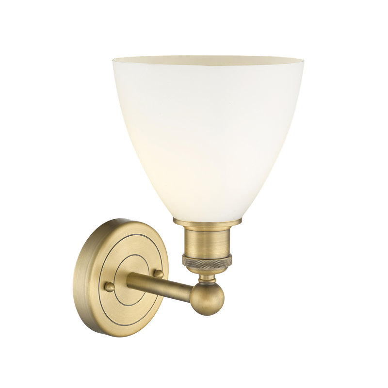Carmichaels Armed Sconce, Matte White, Brushed Brass
