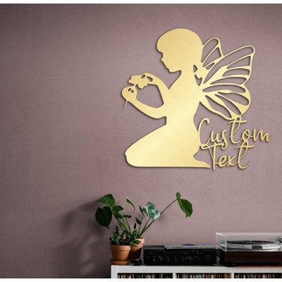 Angel Girl Personalized Metal Wall Art Decor, Customized Metal Child Room Decoration, New Baby Gift