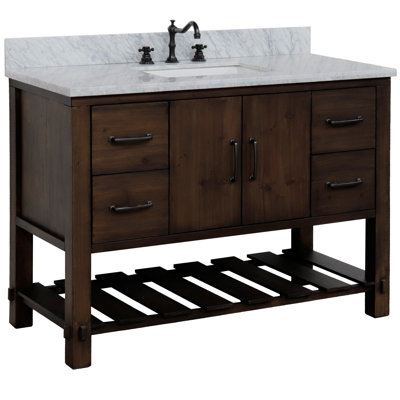 48'' Single Bathroom Vanity with White Marble Top