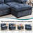 Modern Chenille Sectional Sofa With Movable Ottoman – L-shaped Couch For Living Room, Soft Upholstery Boneless, 4 Colors (beige, Blue, Light Gray, Gray)-980701280