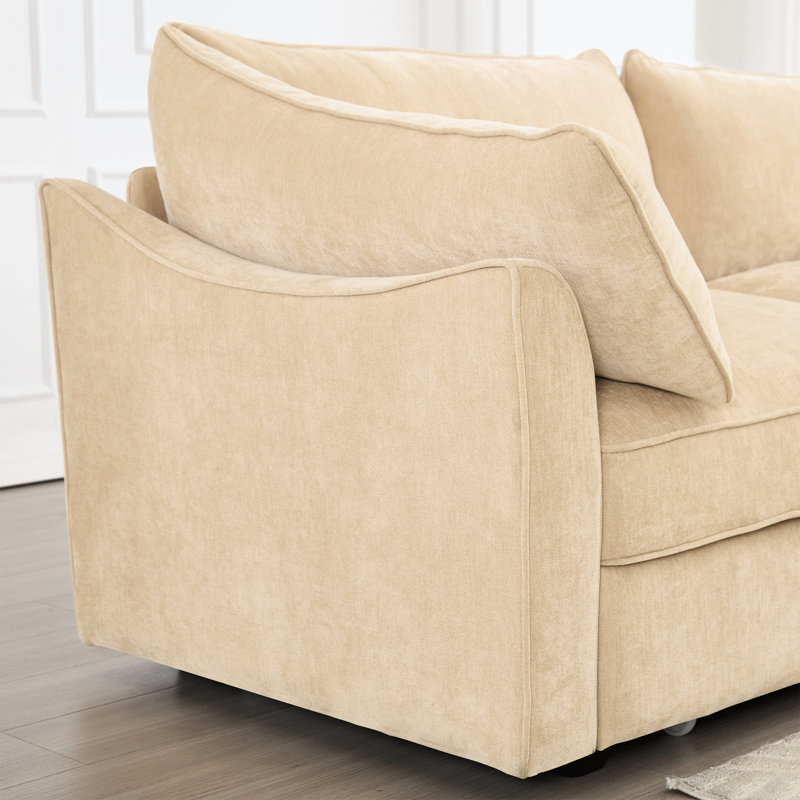 1 avec chenille de blé, style velours, structure en forme de croissant, bords de coussin passepoilés, rangement pour repose-pieds en tissu chenille, design unique, rangement, quatre choix de couleurs pour la décoration