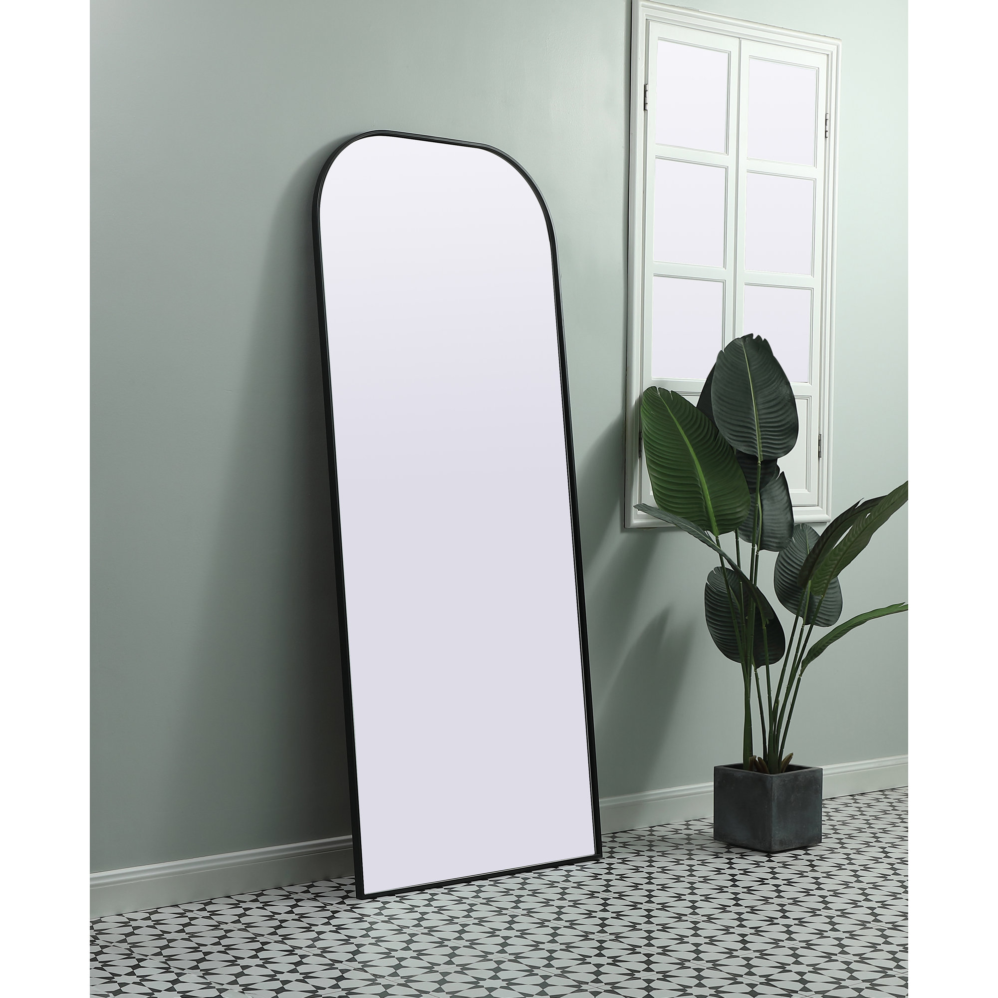 Sabine Metal Wide Arch Wall Mirror, 76" x 32", Black