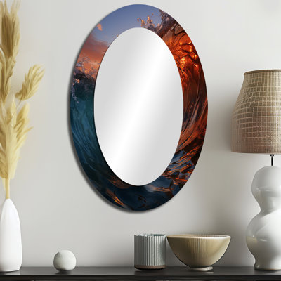 Sunshine Through The Breaking Waves II - Coastal Oval Wall Mirror