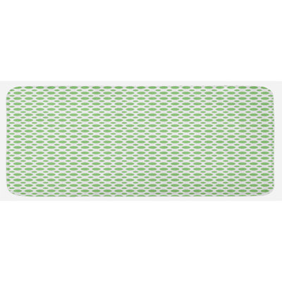 Tapis de cuisine vert et blanc 70 de style rétro pois à motif rétro 60s