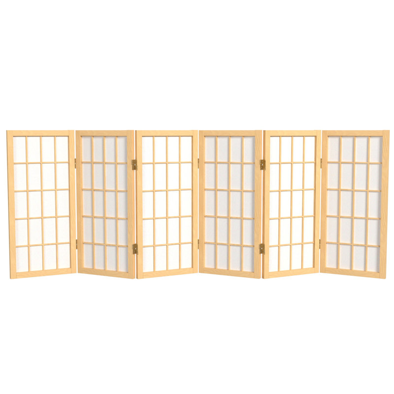 Paravent court Alex H 26,5 po, Naturel, 6 panneaux