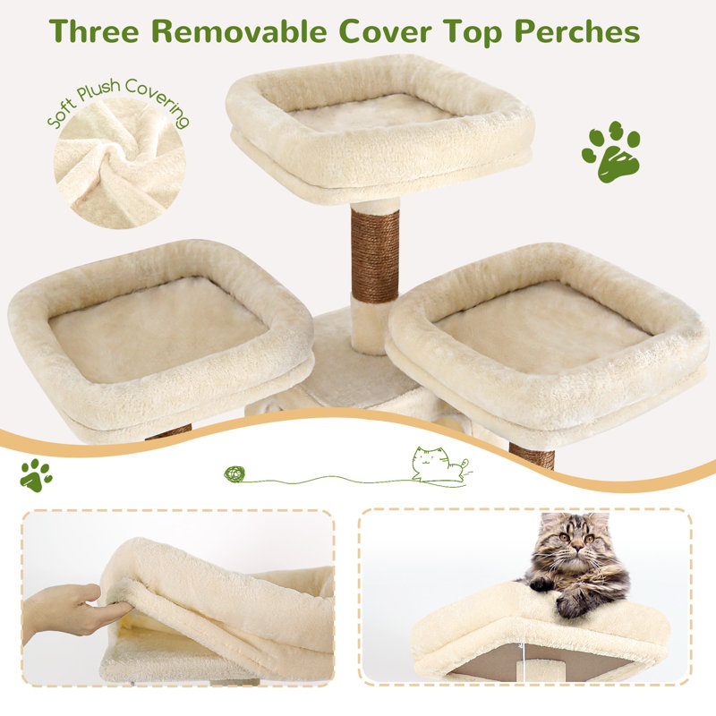 Tour pour arbre à chat multi-niveaux de 83 po pour chats d'intérieur avec poteau à griffes en sisal 83 po, Beige