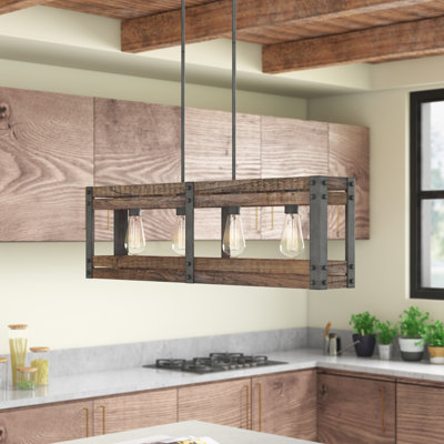 Luminaire suspendu rectangulaire 4 lumières pour îlot de cuisine Darya