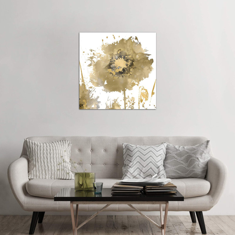 Flower Burst In Gold I by Vanessa Austin - Print on Canvas, 66.04 cm H x 66.04 cm W x 1.91 cm D, No Frame