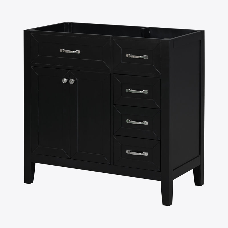 36" Bathroom Vanity without Sink, Cabinet Base Only, Bathroom Cabinet, Black