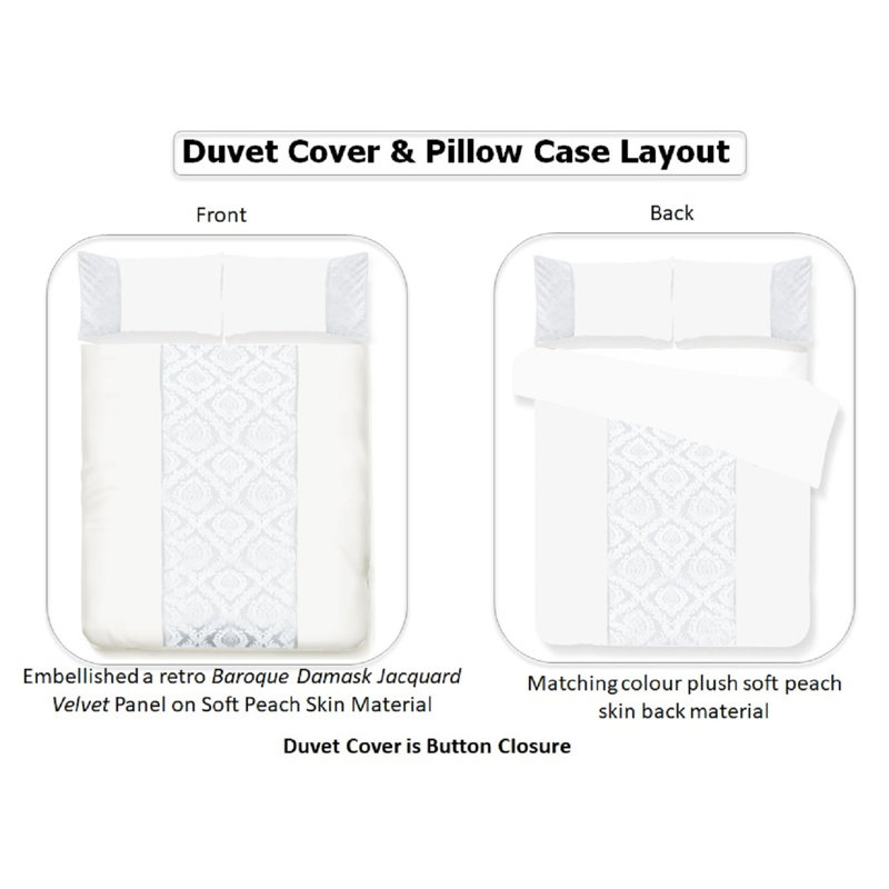 Nadia Microfiber Damask Duvet Cover Set with Pillowcases, Double