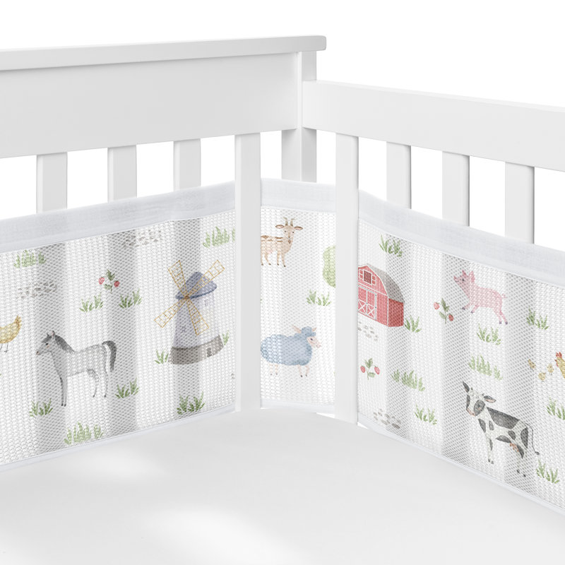 Farm Animals Boy Girl Sweet Jojo Designs 6p Crib Bedding + BreathableBaby Breathable Mesh Liner  Watercolor Pig