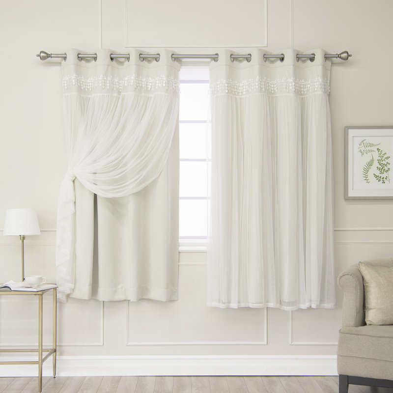 Loar Room Darkening Thermal Curtain Panels, 52" W x 96" L, Biscuit