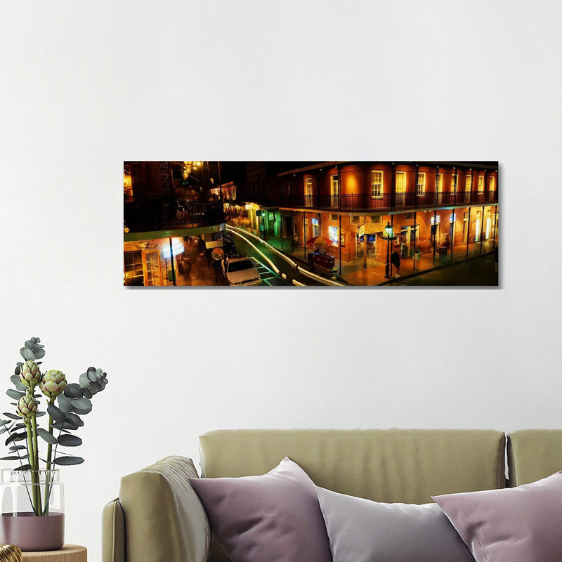 Bourbon Street New Orleans LA - Wrapped Canvas Panoramic Print, 121.92 cm H x 40.64 cm W x 1.91 cm D