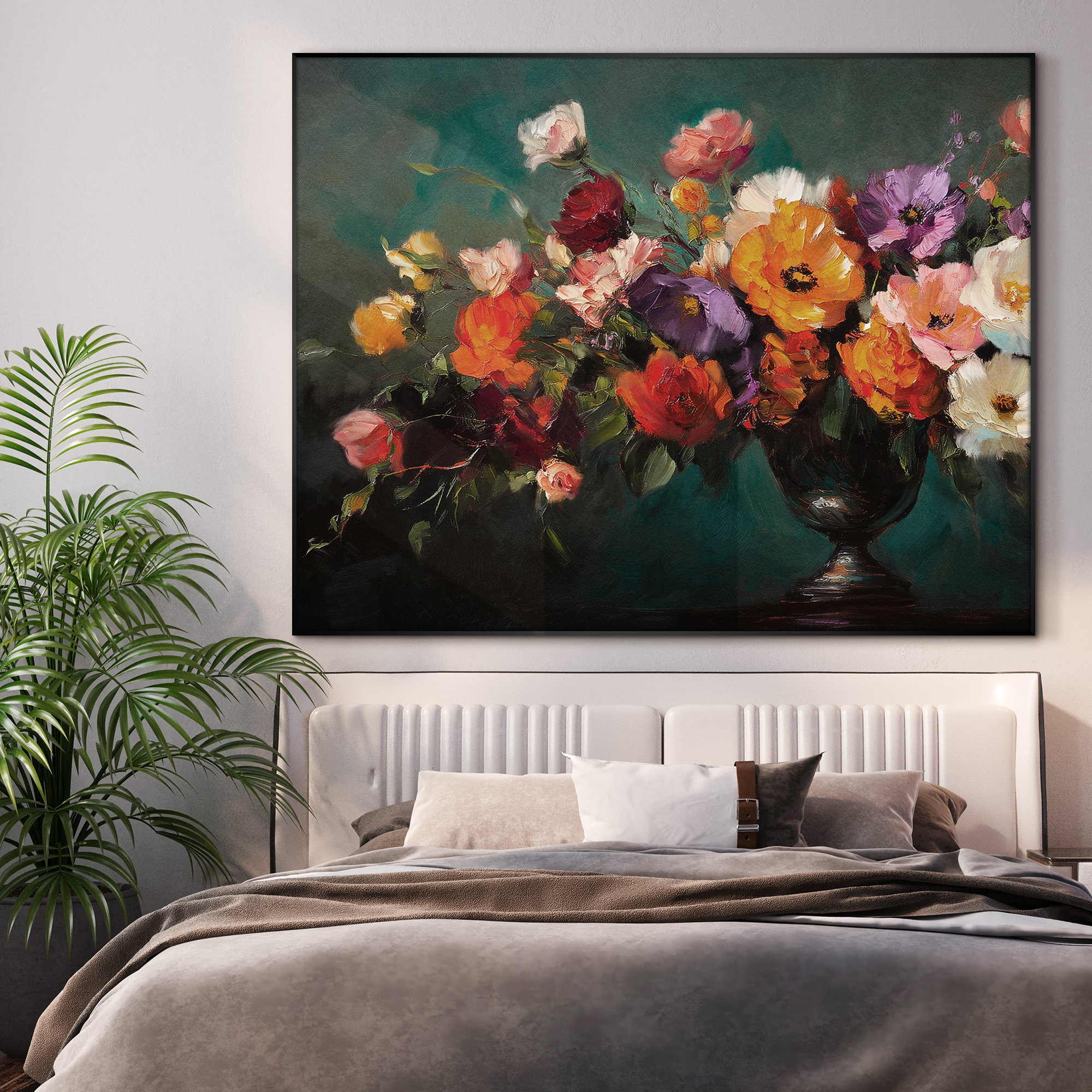 SIGNLEADER Vibrant Mixed Flower Bouquet Extra Large Wall Art Print ...