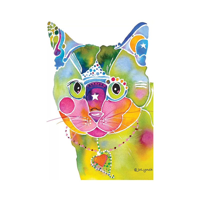 " Cat Whimsical " by Jo Lynch Painting Print, 26" H x 18" W x 1.5" D