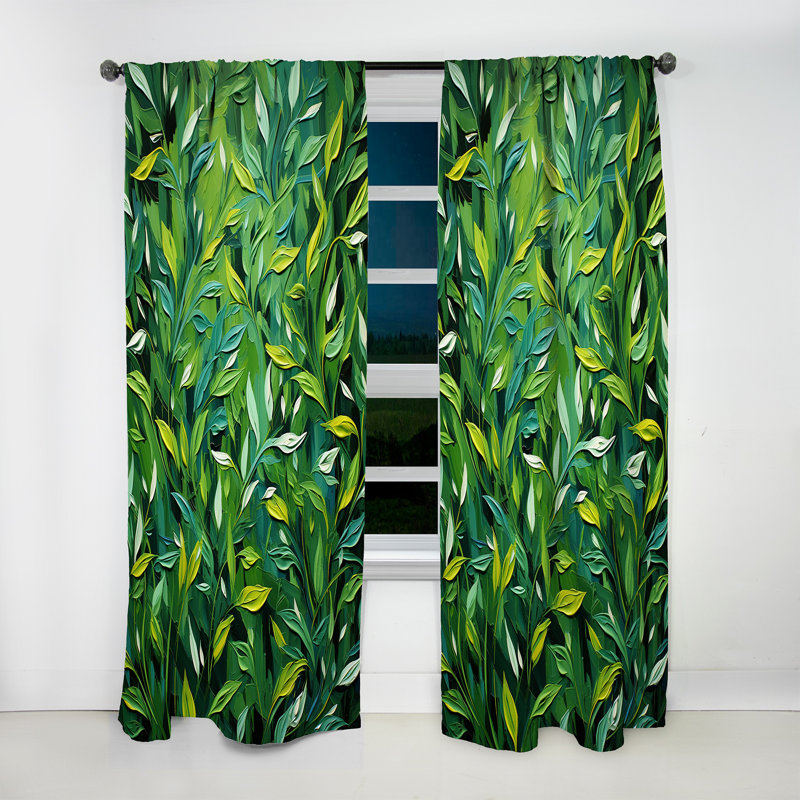 Lyndsey - Herbs Curtain - Room Darkening Floral Curtain - 1 Panels, L 52 po x L 84 po