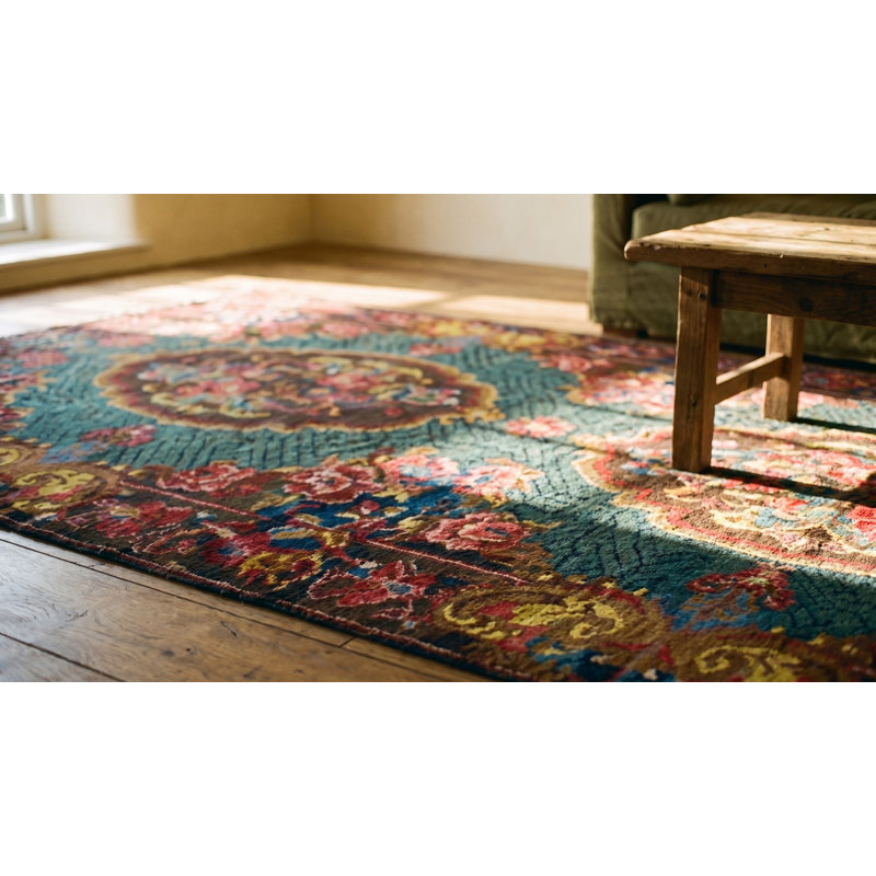 Antique Caucasian Hallway Runner Wool Green Rug
