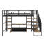 Lit mezzanine en métal avec escalier, table de rangement basse et tablettes de rangement-1821449457