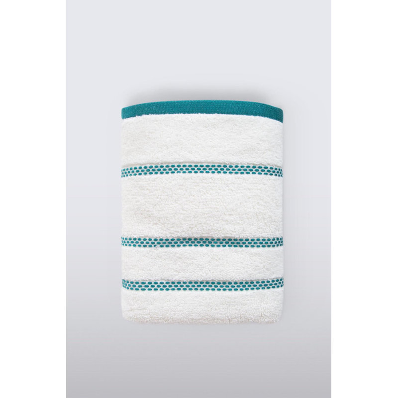 Serviette de bain Gerda simple, Vert/blanc
