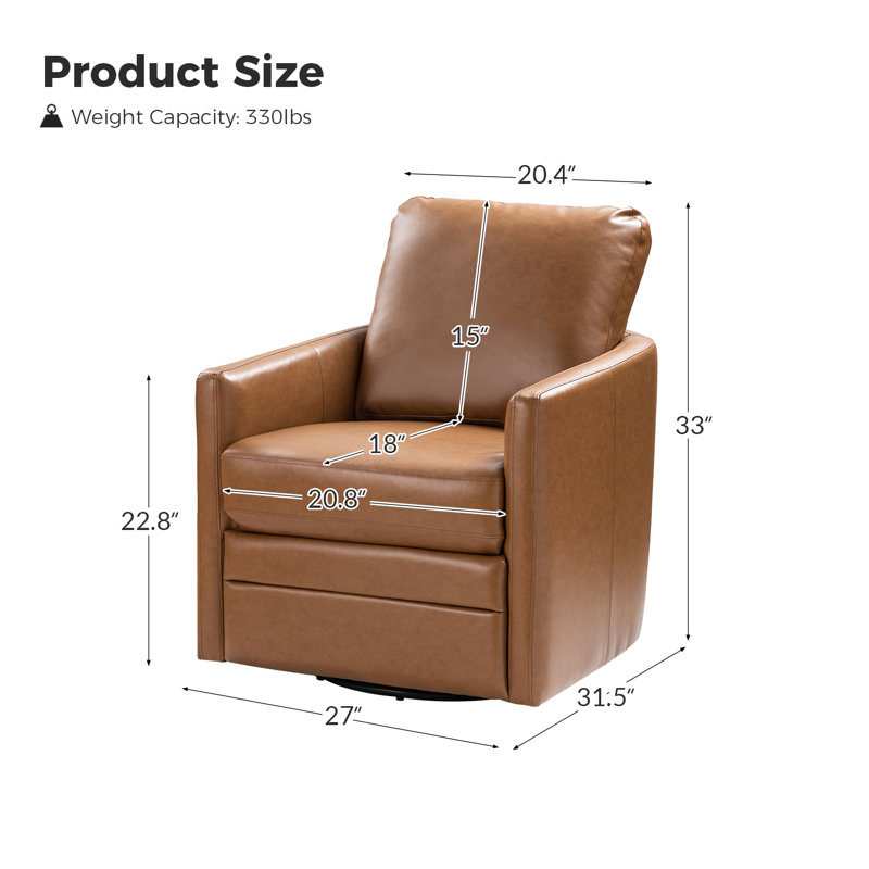 Fauteuil demi-tonneau pivotant de 27,8 po Amany, Brun clair