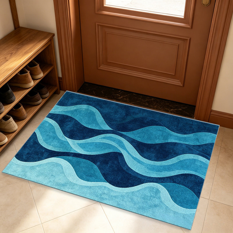 Blue Abstract Wave area rugs for Living Room, Soft and Comfortable, Suitable for all seasons, easy to maintain, machine washable Indoor floor mat, Under Table Farmhouse suitable for Bedroom, Dining Room, Study, Patio, Balcony, Home Decor