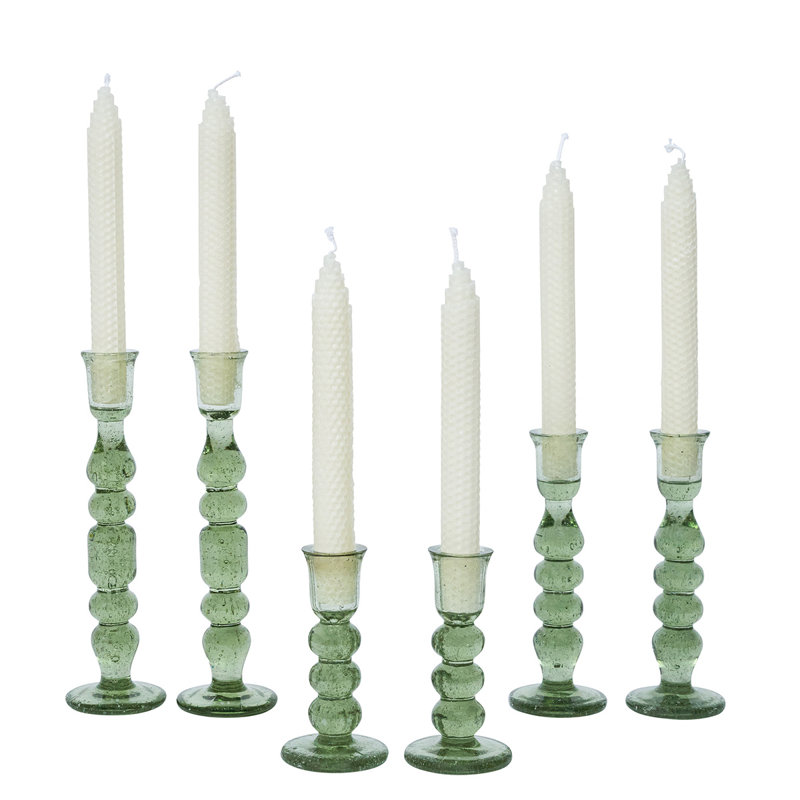 Provence Candlestick Set/2, 9" H x 2.5" W x 2.5" D, Basil