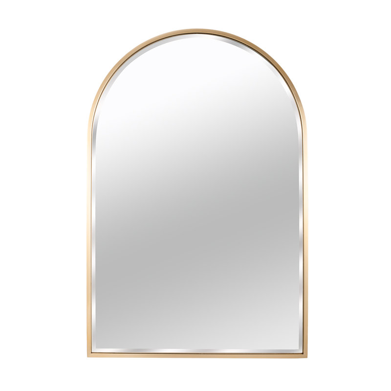 Mcfarren Metal Arch Wall Mirror, Satin Brass/Bevel Edge