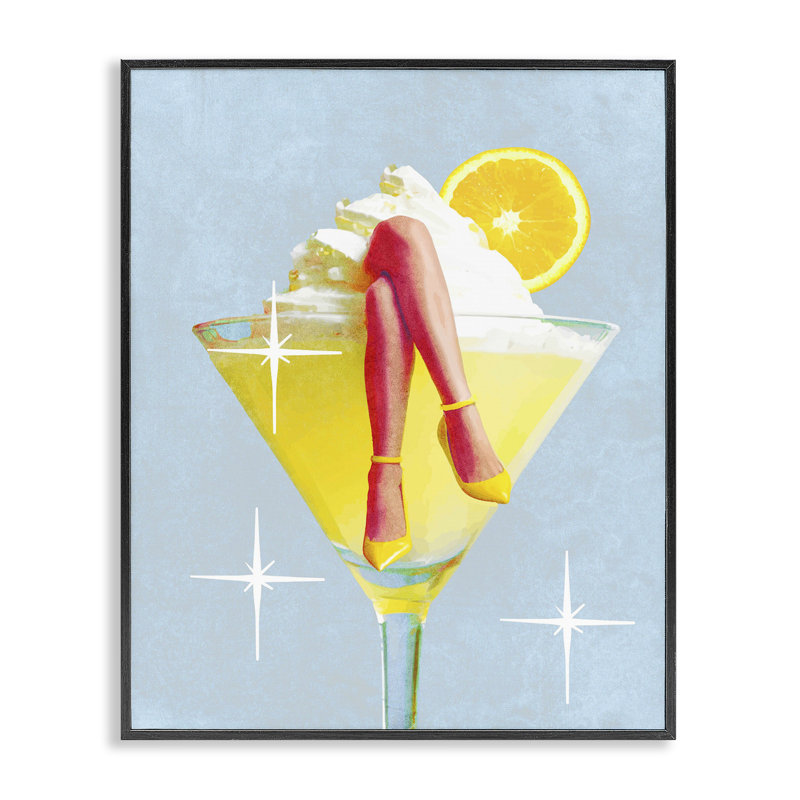 «Crossed Legs Drink», estampe numérique de Lil 'Rue, H 14 po x l 11 po, Giclée encadrée noir minuit