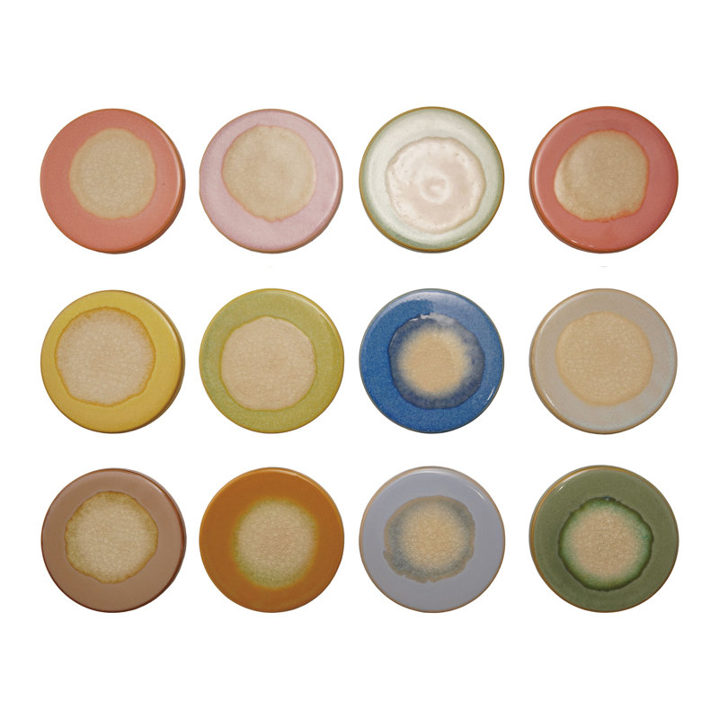 12-Piece Stoneware Trivet With Reactive Glaze