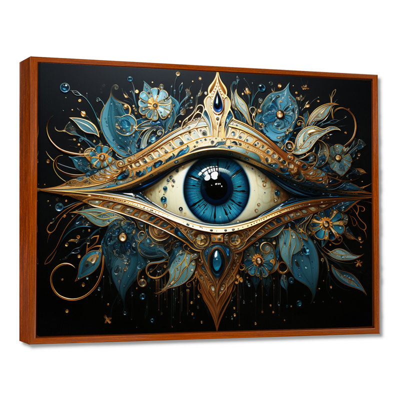 Judaism Hamsa Blessings Eye I - Judaism Wall Art, H 12 po x l 20 po x P 1 po, Cadre flottant brun