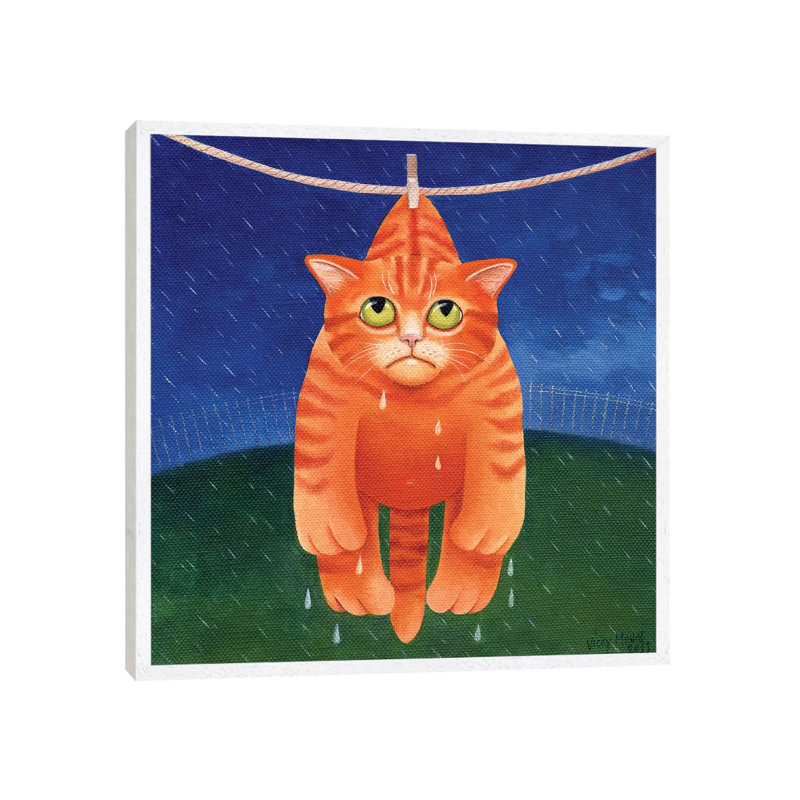Drying In The Rain by Vicky Mount - Painting on Canvas, 66.04 cm H x 66.04 cm W, White Framed