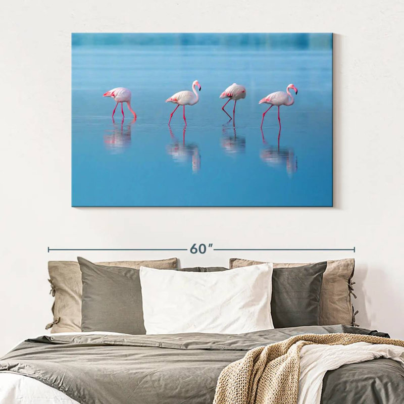Brampt Blue Lake Pink Flamingos, 34" H x 51" W