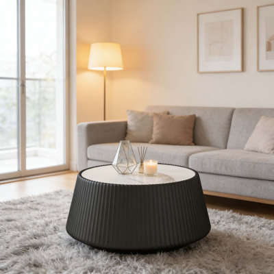 Table basse en cuir fritté clair