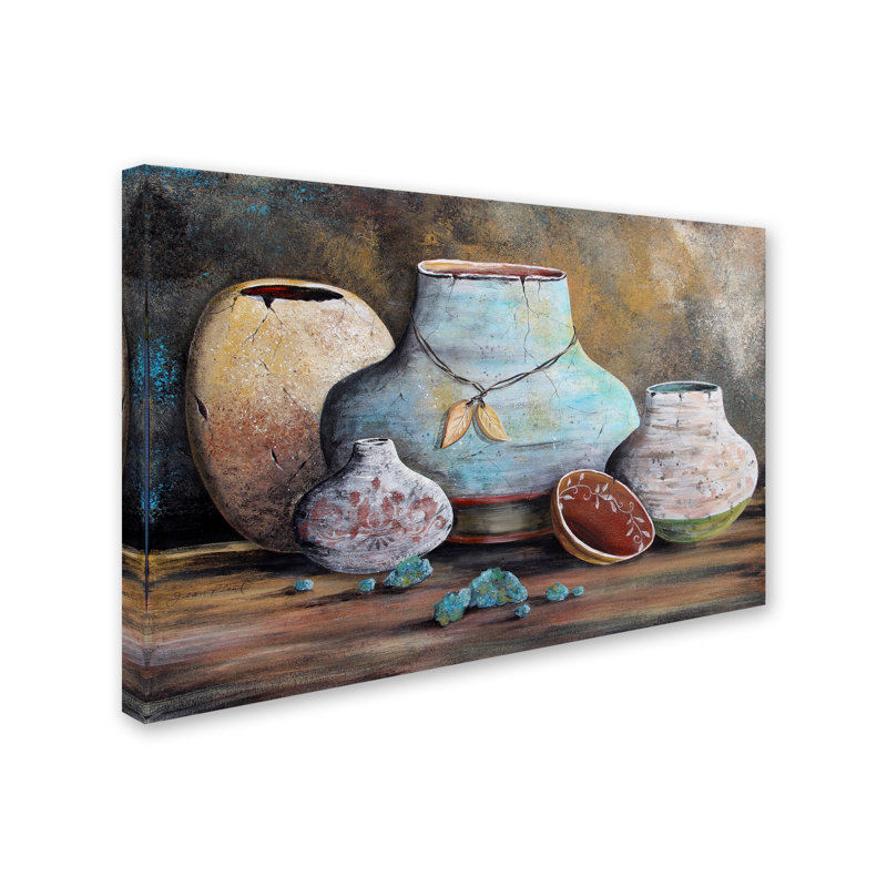«Clay Pottery Still Life 2» par Jean Plout, reproduction d'art graphique sur toile, H 22 po x l 32 po