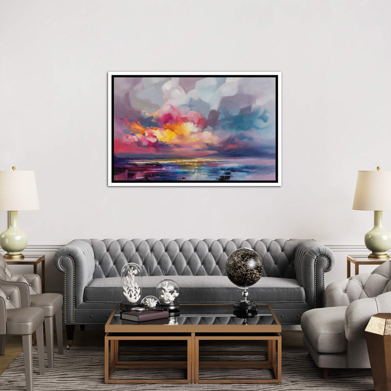 « deplacement » par scott naismith-reproduction d’art, H 40 po x l 60 po x P 1,5 po, Toile blanche encadrée